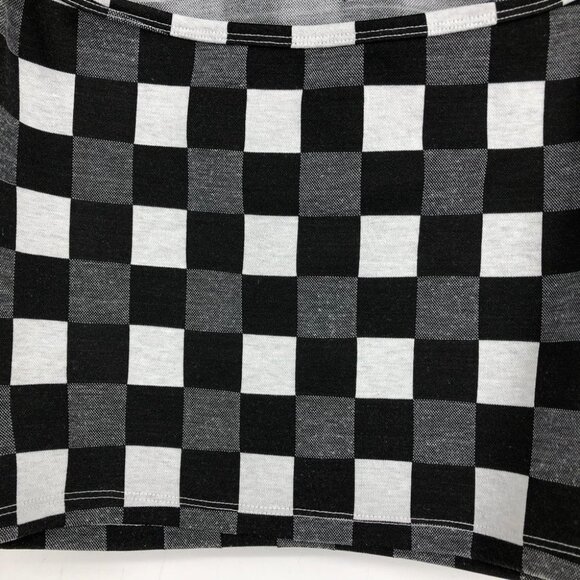 BP by Nordstrom Black White & Grey Gingham Checker Cutout Crop Top Shortsleeve S - Picture 8 of 16
